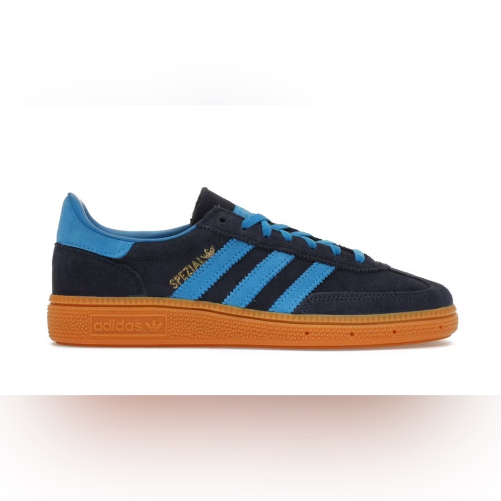 Adidas Black and Blue Sneakers with Orange Sole